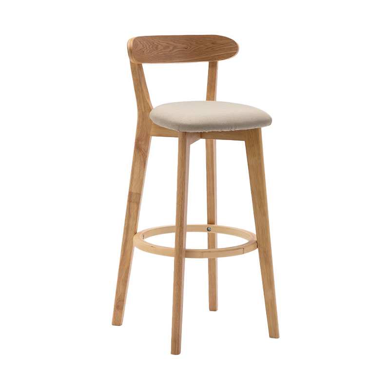 Natural Wood Upholstered Counter Stools Scandinavian Footrest Bar Stools Khaki 1 Piece Clearhalo 'Bar Furniture' 'Bar Stools' 'bar_stools' 'furn' 'furn_bar_stools' 'furniture_bar_stools' 'Kitchen & Dining Furniture' 'kitchen&dining_furn' 'kitchen' 'kitchen_furn' Furniture' 4620174