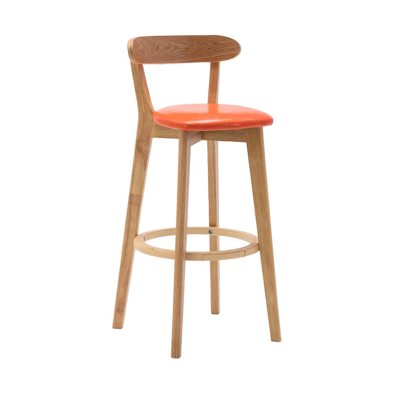 Natural Wood Upholstered Counter Stools Scandinavian Footrest Bar Stools Orange 1 Piece Clearhalo 'Bar Furniture' 'Bar Stools' 'bar_stools' 'furn' 'furn_bar_stools' 'furniture_bar_stools' 'Kitchen & Dining Furniture' 'kitchen&dining_furn' 'kitchen' 'kitchen_furn' Furniture' 4620176