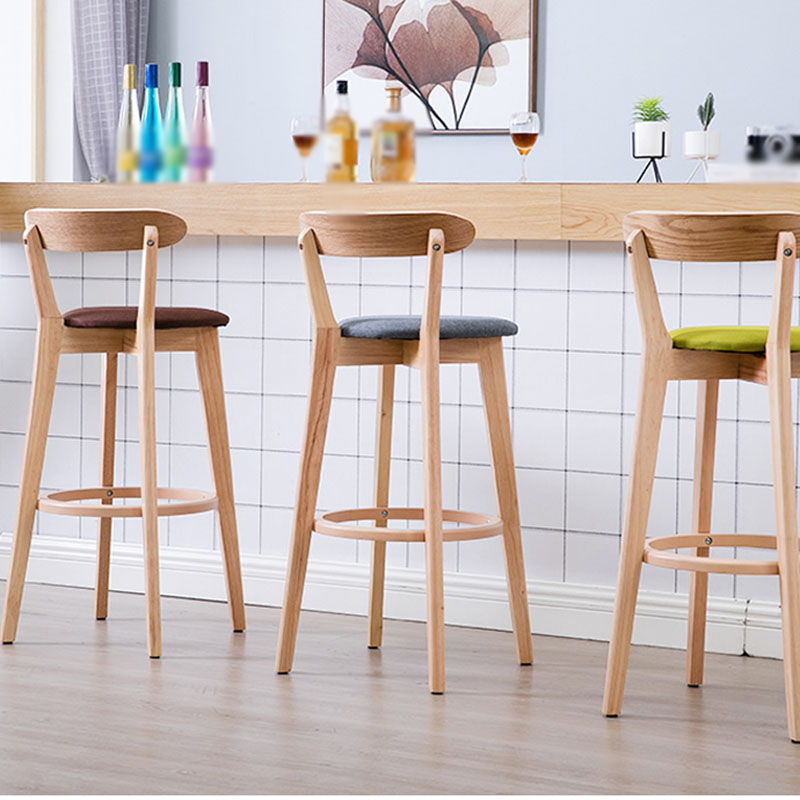 Natural Wood Upholstered Counter Stools Scandinavian Footrest Bar Stools Clearhalo 'Bar Furniture' 'Bar Stools' 'bar_stools' 'furn' 'furn_bar_stools' 'furniture_bar_stools' 'Kitchen & Dining Furniture' 'kitchen&dining_furn' 'kitchen' 'kitchen_furn' Furniture' 4620177