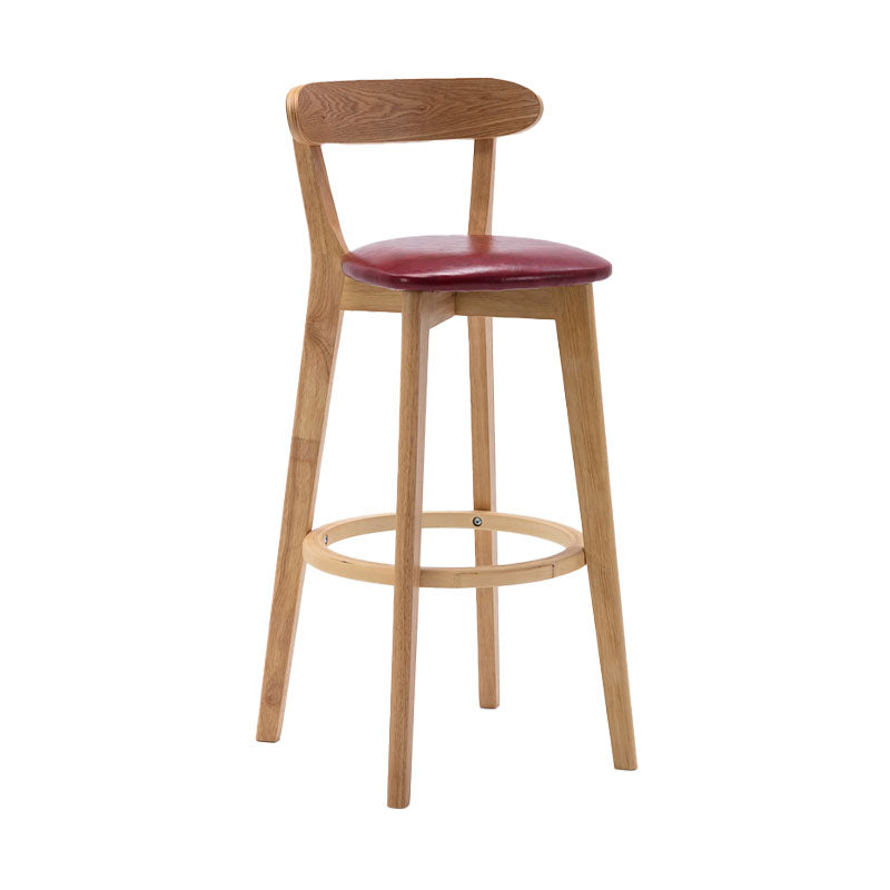Natural Wood Upholstered Counter Stools Scandinavian Footrest Bar Stools Burgundy 1 Piece Clearhalo 'Bar Furniture' 'Bar Stools' 'bar_stools' 'furn' 'furn_bar_stools' 'furniture_bar_stools' 'Kitchen & Dining Furniture' 'kitchen&dining_furn' 'kitchen' 'kitchen_furn' Furniture' 4620179