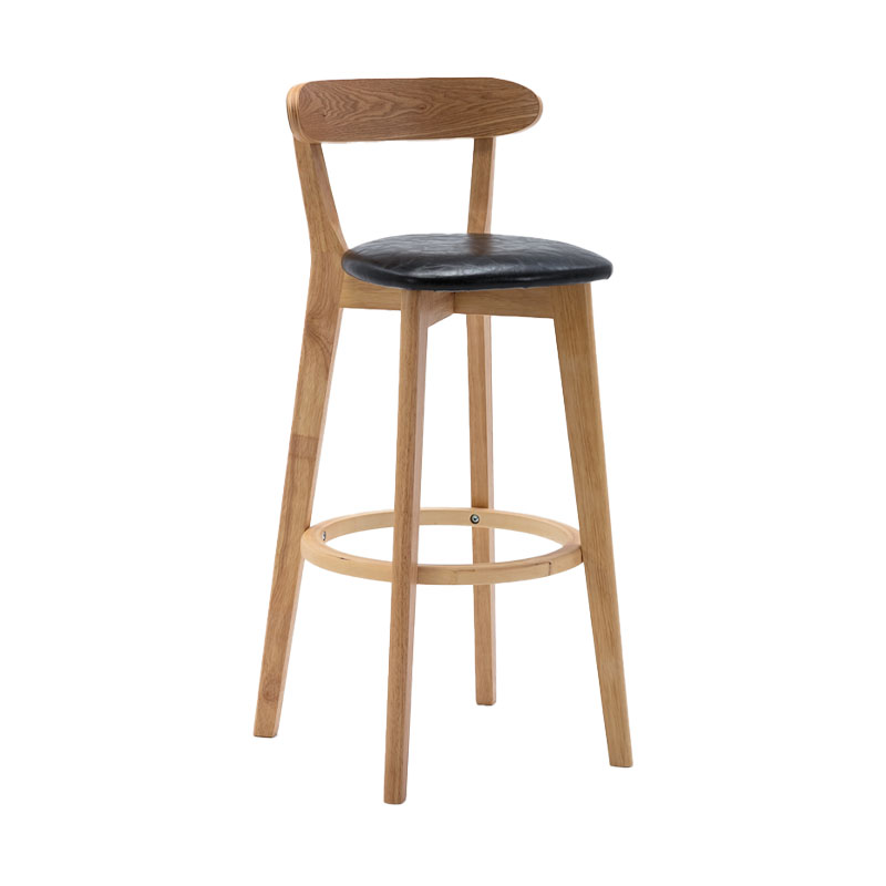 Natural Wood Upholstered Counter Stools Scandinavian Footrest Bar Stools Black 1 Piece Clearhalo 'Bar Furniture' 'Bar Stools' 'bar_stools' 'furn' 'furn_bar_stools' 'furniture_bar_stools' 'Kitchen & Dining Furniture' 'kitchen&dining_furn' 'kitchen' 'kitchen_furn' Furniture' 4620181