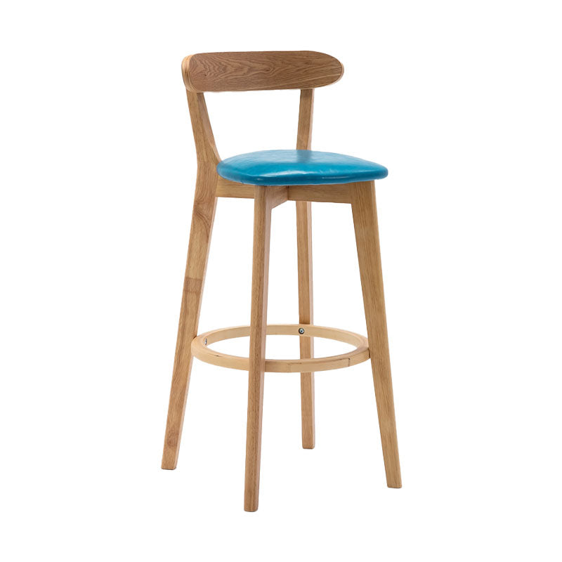 Natural Wood Upholstered Counter Stools Scandinavian Footrest Bar Stools Blue 1 Piece Clearhalo 'Bar Furniture' 'Bar Stools' 'bar_stools' 'furn' 'furn_bar_stools' 'furniture_bar_stools' 'Kitchen & Dining Furniture' 'kitchen&dining_furn' 'kitchen' 'kitchen_furn' Furniture' 4620183
