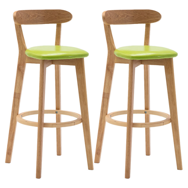 Natural Wood Upholstered Counter Stools Scandinavian Footrest Bar Stools Fruit Green 2 Piece Set Clearhalo 'Bar Furniture' 'Bar Stools' 'bar_stools' 'furn' 'furn_bar_stools' 'furniture_bar_stools' 'Kitchen & Dining Furniture' 'kitchen&dining_furn' 'kitchen' 'kitchen_furn' Furniture' 4620185
