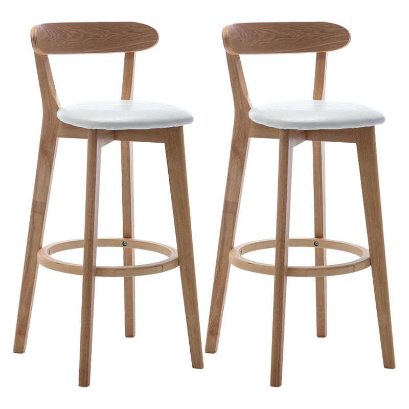 Natural Wood Upholstered Counter Stools Scandinavian Footrest Bar Stools White 2 Piece Set Clearhalo 'Bar Furniture' 'Bar Stools' 'bar_stools' 'furn' 'furn_bar_stools' 'furniture_bar_stools' 'Kitchen & Dining Furniture' 'kitchen&dining_furn' 'kitchen' 'kitchen_furn' Furniture' 4620187