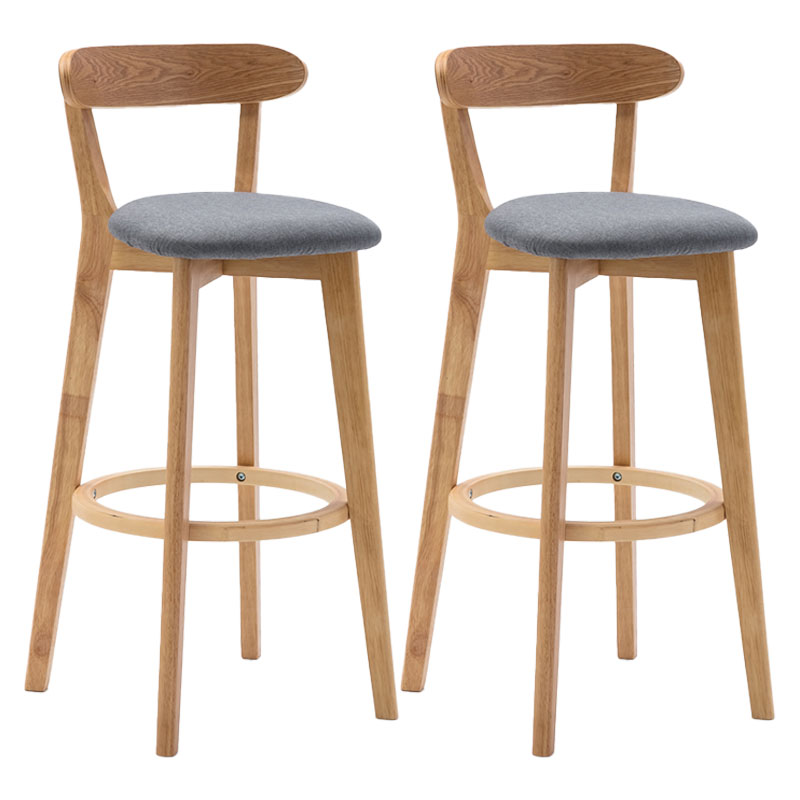 Natural Wood Upholstered Counter Stools Scandinavian Footrest Bar Stools Smoke Gray 2 Piece Set Clearhalo 'Bar Furniture' 'Bar Stools' 'bar_stools' 'furn' 'furn_bar_stools' 'furniture_bar_stools' 'Kitchen & Dining Furniture' 'kitchen&dining_furn' 'kitchen' 'kitchen_furn' Furniture' 4620188