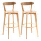 Natural Wood Upholstered Counter Stools Scandinavian Footrest Bar Stools Natural 2 Piece Set Clearhalo 'Bar Furniture' 'Bar Stools' 'bar_stools' 'furn' 'furn_bar_stools' 'furniture_bar_stools' 'Kitchen & Dining Furniture' 'kitchen&dining_furn' 'kitchen' 'kitchen_furn' Furniture' 4620189