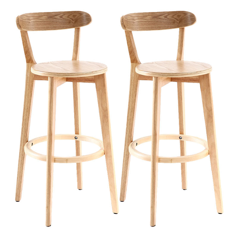 Natural Wood Upholstered Counter Stools Scandinavian Footrest Bar Stools Natural 2 Piece Set Clearhalo 'Bar Furniture' 'Bar Stools' 'bar_stools' 'furn' 'furn_bar_stools' 'furniture_bar_stools' 'Kitchen & Dining Furniture' 'kitchen&dining_furn' 'kitchen' 'kitchen_furn' Furniture' 4620189