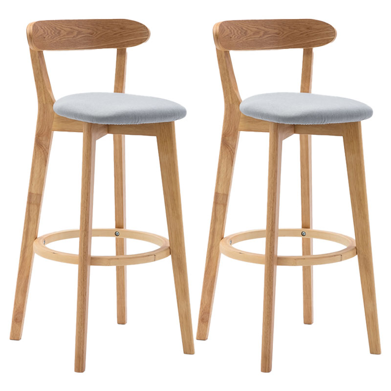 Natural Wood Upholstered Counter Stools Scandinavian Footrest Bar Stools Light Gray 2 Piece Set Clearhalo 'Bar Furniture' 'Bar Stools' 'bar_stools' 'furn' 'furn_bar_stools' 'furniture_bar_stools' 'Kitchen & Dining Furniture' 'kitchen&dining_furn' 'kitchen' 'kitchen_furn' Furniture' 4620191
