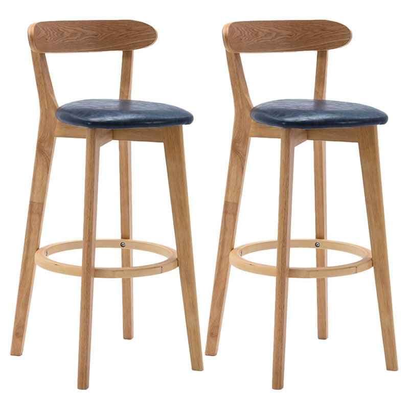 Natural Wood Upholstered Counter Stools Scandinavian Footrest Bar Stools Dark Blue 2 Piece Set Clearhalo 'Bar Furniture' 'Bar Stools' 'bar_stools' 'furn' 'furn_bar_stools' 'furniture_bar_stools' 'Kitchen & Dining Furniture' 'kitchen&dining_furn' 'kitchen' 'kitchen_furn' Furniture' 4620192