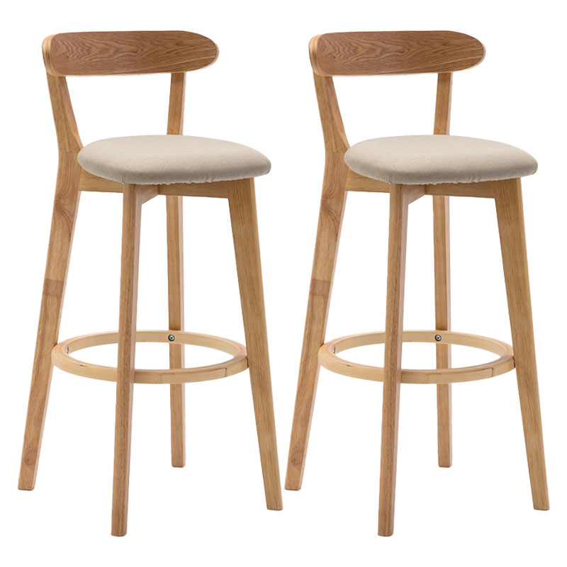 Natural Wood Upholstered Counter Stools Scandinavian Footrest Bar Stools Khaki 2 Piece Set Clearhalo 'Bar Furniture' 'Bar Stools' 'bar_stools' 'furn' 'furn_bar_stools' 'furniture_bar_stools' 'Kitchen & Dining Furniture' 'kitchen&dining_furn' 'kitchen' 'kitchen_furn' Furniture' 4620194