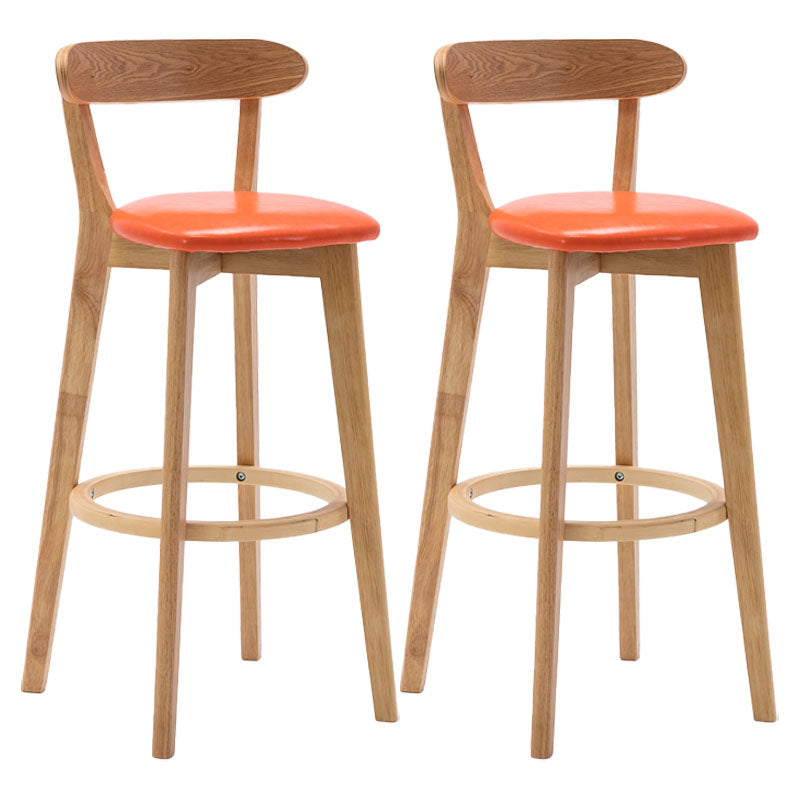 Natural Wood Upholstered Counter Stools Scandinavian Footrest Bar Stools Orange 2 Piece Set Clearhalo 'Bar Furniture' 'Bar Stools' 'bar_stools' 'furn' 'furn_bar_stools' 'furniture_bar_stools' 'Kitchen & Dining Furniture' 'kitchen&dining_furn' 'kitchen' 'kitchen_furn' Furniture' 4620195
