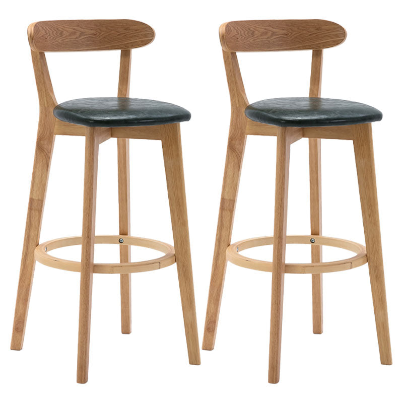 Natural Wood Upholstered Counter Stools Scandinavian Footrest Bar Stools Blackish Green 2 Piece Set Clearhalo 'Bar Furniture' 'Bar Stools' 'bar_stools' 'furn' 'furn_bar_stools' 'furniture_bar_stools' 'Kitchen & Dining Furniture' 'kitchen&dining_furn' 'kitchen' 'kitchen_furn' Furniture' 4620196