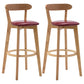 Natural Wood Upholstered Counter Stools Scandinavian Footrest Bar Stools Burgundy 2 Piece Set Clearhalo 'Bar Furniture' 'Bar Stools' 'bar_stools' 'furn' 'furn_bar_stools' 'furniture_bar_stools' 'Kitchen & Dining Furniture' 'kitchen&dining_furn' 'kitchen' 'kitchen_furn' Furniture' 4620197
