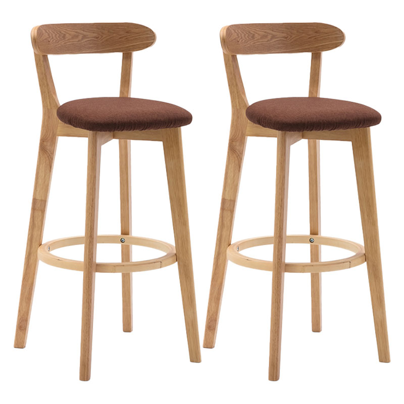 Natural Wood Upholstered Counter Stools Scandinavian Footrest Bar Stools Coffee 2 Piece Set Clearhalo 'Bar Furniture' 'Bar Stools' 'bar_stools' 'furn' 'furn_bar_stools' 'furniture_bar_stools' 'Kitchen & Dining Furniture' 'kitchen&dining_furn' 'kitchen' 'kitchen_furn' Furniture' 4620198