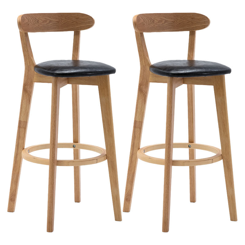 Natural Wood Upholstered Counter Stools Scandinavian Footrest Bar Stools Black 2 Piece Set Clearhalo 'Bar Furniture' 'Bar Stools' 'bar_stools' 'furn' 'furn_bar_stools' 'furniture_bar_stools' 'Kitchen & Dining Furniture' 'kitchen&dining_furn' 'kitchen' 'kitchen_furn' Furniture' 4620199