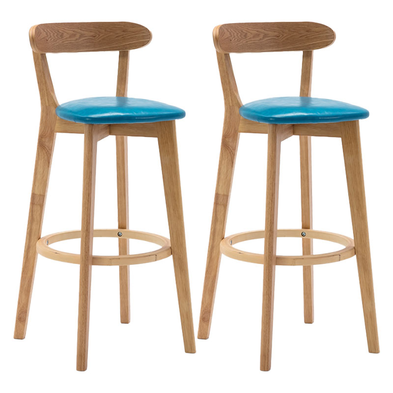 Natural Wood Upholstered Counter Stools Scandinavian Footrest Bar Stools Blue 2 Piece Set Clearhalo 'Bar Furniture' 'Bar Stools' 'bar_stools' 'furn' 'furn_bar_stools' 'furniture_bar_stools' 'Kitchen & Dining Furniture' 'kitchen&dining_furn' 'kitchen' 'kitchen_furn' Furniture' 4620201