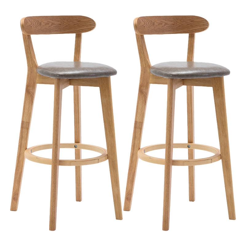 Natural Wood Upholstered Counter Stools Scandinavian Footrest Bar Stools Grey 2 Piece Set Clearhalo 'Bar Furniture' 'Bar Stools' 'bar_stools' 'furn' 'furn_bar_stools' 'furniture_bar_stools' 'Kitchen & Dining Furniture' 'kitchen&dining_furn' 'kitchen' 'kitchen_furn' Furniture' 4620202