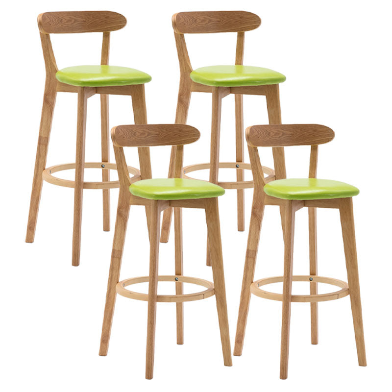 Natural Wood Upholstered Counter Stools Scandinavian Footrest Bar Stools Fruit Green 4 Piece Set Clearhalo 'Bar Furniture' 'Bar Stools' 'bar_stools' 'furn' 'furn_bar_stools' 'furniture_bar_stools' 'Kitchen & Dining Furniture' 'kitchen&dining_furn' 'kitchen' 'kitchen_furn' Furniture' 4620203