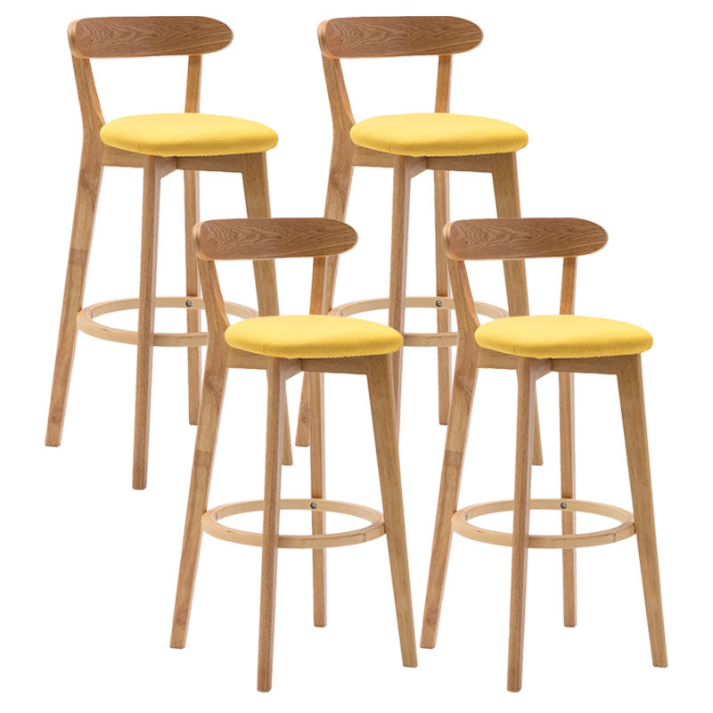 Natural Wood Upholstered Counter Stools Scandinavian Footrest Bar Stools Yellow 4 Piece Set Clearhalo 'Bar Furniture' 'Bar Stools' 'bar_stools' 'furn' 'furn_bar_stools' 'furniture_bar_stools' 'Kitchen & Dining Furniture' 'kitchen&dining_furn' 'kitchen' 'kitchen_furn' Furniture' 4620204