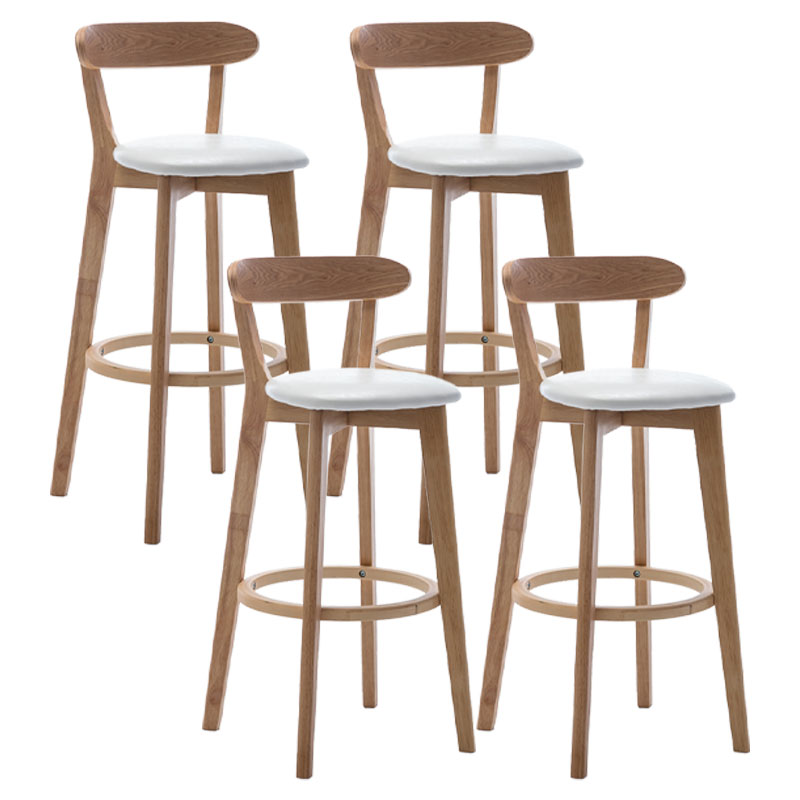 Natural Wood Upholstered Counter Stools Scandinavian Footrest Bar Stools White 4 Piece Set Clearhalo 'Bar Furniture' 'Bar Stools' 'bar_stools' 'furn' 'furn_bar_stools' 'furniture_bar_stools' 'Kitchen & Dining Furniture' 'kitchen&dining_furn' 'kitchen' 'kitchen_furn' Furniture' 4620205