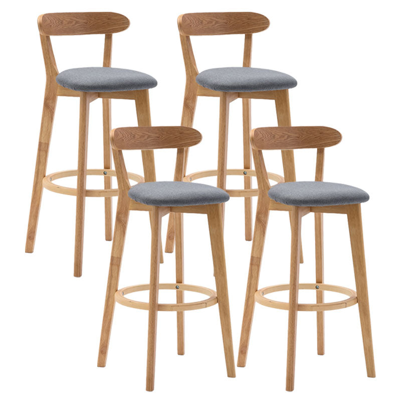 Natural Wood Upholstered Counter Stools Scandinavian Footrest Bar Stools Smoke Gray 4 Piece Set Clearhalo 'Bar Furniture' 'Bar Stools' 'bar_stools' 'furn' 'furn_bar_stools' 'furniture_bar_stools' 'Kitchen & Dining Furniture' 'kitchen&dining_furn' 'kitchen' 'kitchen_furn' Furniture' 4620206
