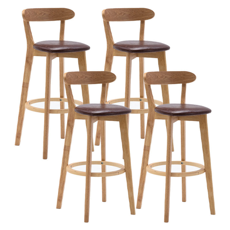 Natural Wood Upholstered Counter Stools Scandinavian Footrest Bar Stools Brown 4 Piece Set Clearhalo 'Bar Furniture' 'Bar Stools' 'bar_stools' 'furn' 'furn_bar_stools' 'furniture_bar_stools' 'Kitchen & Dining Furniture' 'kitchen&dining_furn' 'kitchen' 'kitchen_furn' Furniture' 4620208