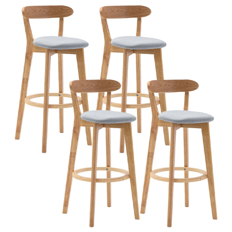 Natural Wood Upholstered Counter Stools Scandinavian Footrest Bar Stools Light Gray 4 Piece Set Clearhalo 'Bar Furniture' 'Bar Stools' 'bar_stools' 'furn' 'furn_bar_stools' 'furniture_bar_stools' 'Kitchen & Dining Furniture' 'kitchen&dining_furn' 'kitchen' 'kitchen_furn' Furniture' 4620209