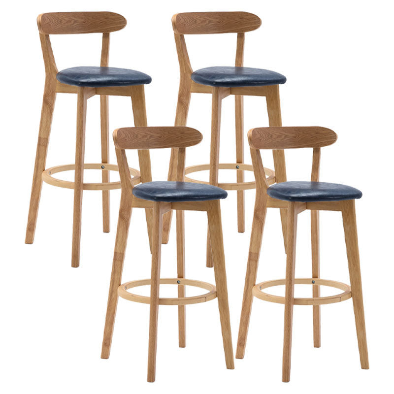 Natural Wood Upholstered Counter Stools Scandinavian Footrest Bar Stools Dark Blue 4 Piece Set Clearhalo 'Bar Furniture' 'Bar Stools' 'bar_stools' 'furn' 'furn_bar_stools' 'furniture_bar_stools' 'Kitchen & Dining Furniture' 'kitchen&dining_furn' 'kitchen' 'kitchen_furn' Furniture' 4620210