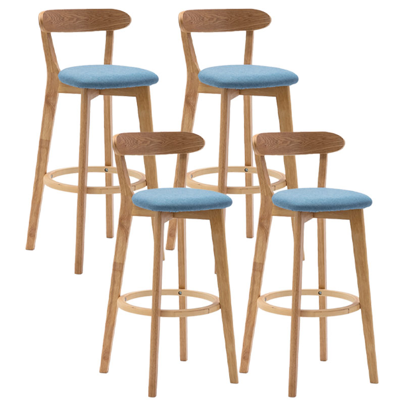 Natural Wood Upholstered Counter Stools Scandinavian Footrest Bar Stools Light Blue 4 Piece Set Clearhalo 'Bar Furniture' 'Bar Stools' 'bar_stools' 'furn' 'furn_bar_stools' 'furniture_bar_stools' 'Kitchen & Dining Furniture' 'kitchen&dining_furn' 'kitchen' 'kitchen_furn' Furniture' 4620211