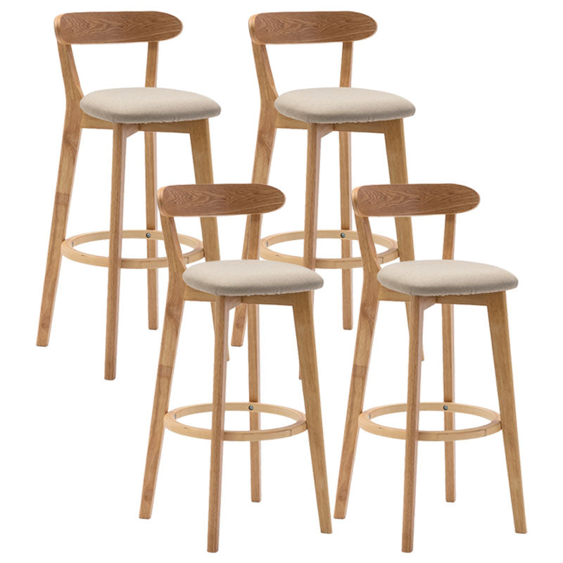 Natural Wood Upholstered Counter Stools Scandinavian Footrest Bar Stools Khaki 4 Piece Set Clearhalo 'Bar Furniture' 'Bar Stools' 'bar_stools' 'furn' 'furn_bar_stools' 'furniture_bar_stools' 'Kitchen & Dining Furniture' 'kitchen&dining_furn' 'kitchen' 'kitchen_furn' Furniture' 4620212
