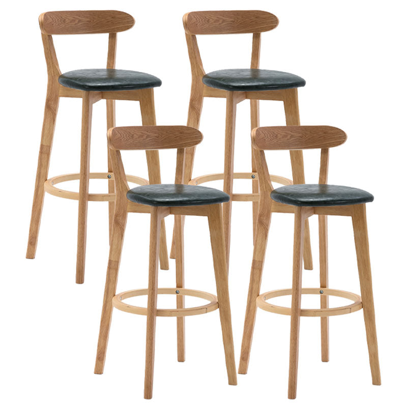 Natural Wood Upholstered Counter Stools Scandinavian Footrest Bar Stools Blackish Green 4 Piece Set Clearhalo 'Bar Furniture' 'Bar Stools' 'bar_stools' 'furn' 'furn_bar_stools' 'furniture_bar_stools' 'Kitchen & Dining Furniture' 'kitchen&dining_furn' 'kitchen' 'kitchen_furn' Furniture' 4620214