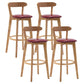 Natural Wood Upholstered Counter Stools Scandinavian Footrest Bar Stools Burgundy 4 Piece Set Clearhalo 'Bar Furniture' 'Bar Stools' 'bar_stools' 'furn' 'furn_bar_stools' 'furniture_bar_stools' 'Kitchen & Dining Furniture' 'kitchen&dining_furn' 'kitchen' 'kitchen_furn' Furniture' 4620215