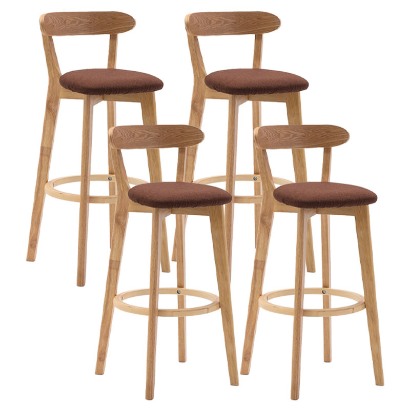 Natural Wood Upholstered Counter Stools Scandinavian Footrest Bar Stools Coffee 4 Piece Set Clearhalo 'Bar Furniture' 'Bar Stools' 'bar_stools' 'furn' 'furn_bar_stools' 'furniture_bar_stools' 'Kitchen & Dining Furniture' 'kitchen&dining_furn' 'kitchen' 'kitchen_furn' Furniture' 4620216