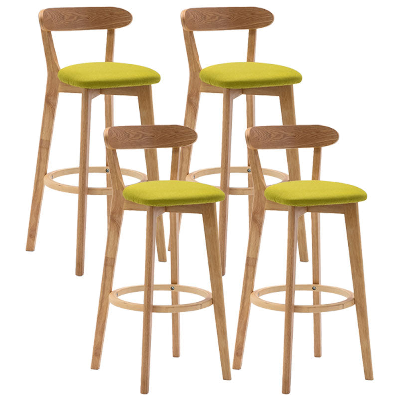 Natural Wood Upholstered Counter Stools Scandinavian Footrest Bar Stools Green 4 Piece Set Clearhalo 'Bar Furniture' 'Bar Stools' 'bar_stools' 'furn' 'furn_bar_stools' 'furniture_bar_stools' 'Kitchen & Dining Furniture' 'kitchen&dining_furn' 'kitchen' 'kitchen_furn' Furniture' 4620218