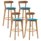 Natural Wood Upholstered Counter Stools Scandinavian Footrest Bar Stools Blue 4 Piece Set Clearhalo 'Bar Furniture' 'Bar Stools' 'bar_stools' 'furn' 'furn_bar_stools' 'furniture_bar_stools' 'Kitchen & Dining Furniture' 'kitchen&dining_furn' 'kitchen' 'kitchen_furn' Furniture' 4620219