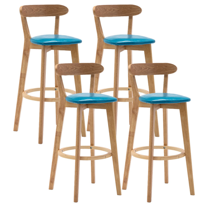 Natural Wood Upholstered Counter Stools Scandinavian Footrest Bar Stools Blue 4 Piece Set Clearhalo 'Bar Furniture' 'Bar Stools' 'bar_stools' 'furn' 'furn_bar_stools' 'furniture_bar_stools' 'Kitchen & Dining Furniture' 'kitchen&dining_furn' 'kitchen' 'kitchen_furn' Furniture' 4620219