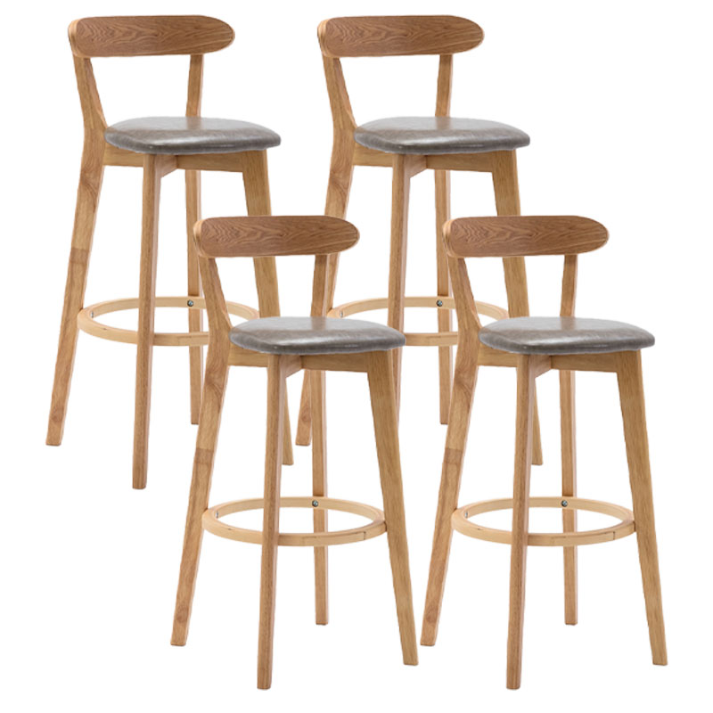Natural Wood Upholstered Counter Stools Scandinavian Footrest Bar Stools Grey 4 Piece Set Clearhalo 'Bar Furniture' 'Bar Stools' 'bar_stools' 'furn' 'furn_bar_stools' 'furniture_bar_stools' 'Kitchen & Dining Furniture' 'kitchen&dining_furn' 'kitchen' 'kitchen_furn' Furniture' 4620220
