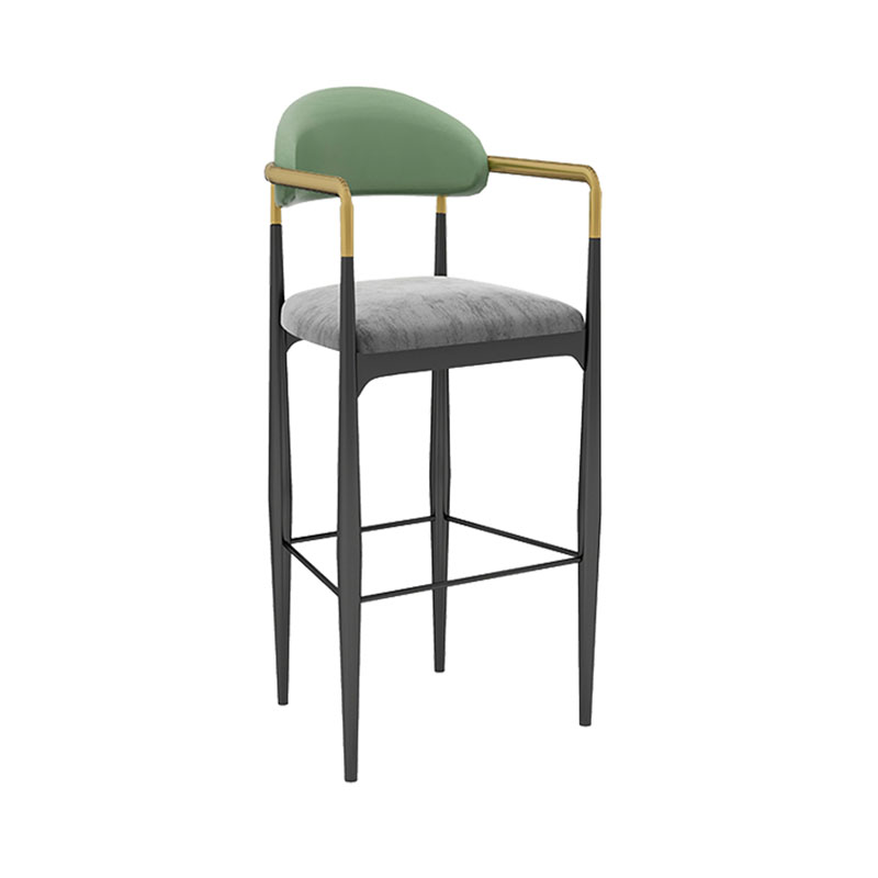 Scandinavian Metal Upholstered Counter Stools Armed Bar Stools with Footrest Grey 1 Piece Clearhalo 'Bar Furniture' 'Bar Stools' 'bar_stools' 'furn' 'furn_bar_stools' 'furniture_bar_stools' 'Kitchen & Dining Furniture' 'kitchen&dining_furn' 'kitchen' 'kitchen_furn' Furniture' 4620223
