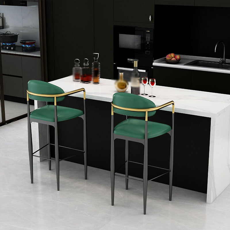 Scandinavian Metal Upholstered Counter Stools Armed Bar Stools with Footrest Clearhalo 'Bar Furniture' 'Bar Stools' 'bar_stools' 'furn' 'furn_bar_stools' 'furniture_bar_stools' 'Kitchen & Dining Furniture' 'kitchen&dining_furn' 'kitchen' 'kitchen_furn' Furniture' 4620227