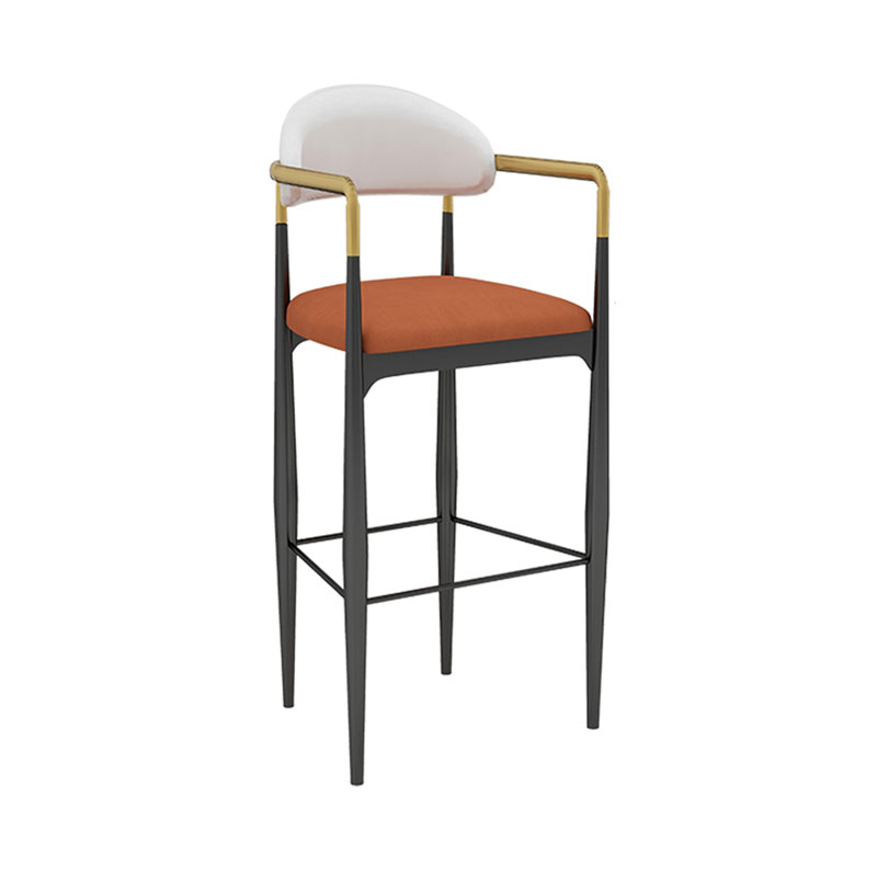 Scandinavian Metal Upholstered Counter Stools Armed Bar Stools with Footrest Orange 1 Piece Clearhalo 'Bar Furniture' 'Bar Stools' 'bar_stools' 'furn' 'furn_bar_stools' 'furniture_bar_stools' 'Kitchen & Dining Furniture' 'kitchen&dining_furn' 'kitchen' 'kitchen_furn' Furniture' 4620230