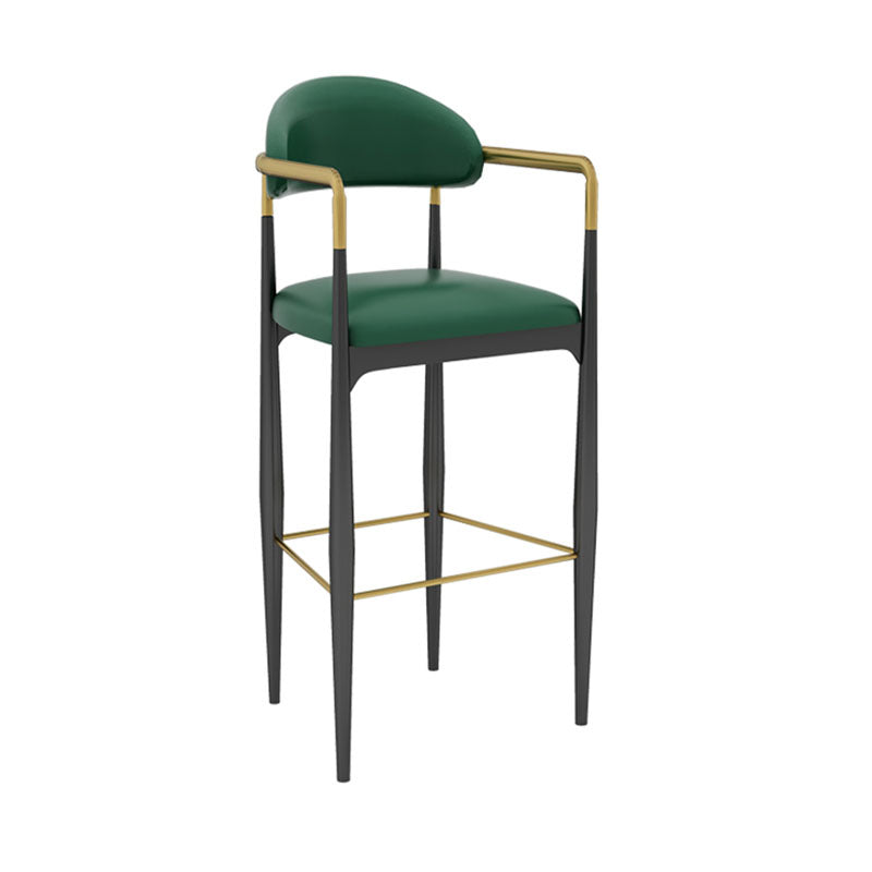 Scandinavian Metal Upholstered Counter Stools Armed Bar Stools with Footrest Black Green 1 Piece Clearhalo 'Bar Furniture' 'Bar Stools' 'bar_stools' 'furn' 'furn_bar_stools' 'furniture_bar_stools' 'Kitchen & Dining Furniture' 'kitchen&dining_furn' 'kitchen' 'kitchen_furn' Furniture' 4620237