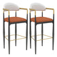 Scandinavian Metal Upholstered Counter Stools Armed Bar Stools with Footrest Black-Orange 2 Piece Set Clearhalo 'Bar Furniture' 'Bar Stools' 'bar_stools' 'furn' 'furn_bar_stools' 'furniture_bar_stools' 'Kitchen & Dining Furniture' 'kitchen&dining_furn' 'kitchen' 'kitchen_furn' Furniture' 4620246