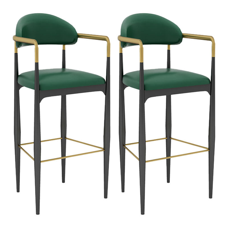 Scandinavian Metal Upholstered Counter Stools Armed Bar Stools with Footrest Black Green 2 Piece Set Clearhalo 'Bar Furniture' 'Bar Stools' 'bar_stools' 'furn' 'furn_bar_stools' 'furniture_bar_stools' 'Kitchen & Dining Furniture' 'kitchen&dining_furn' 'kitchen' 'kitchen_furn' Furniture' 4620248