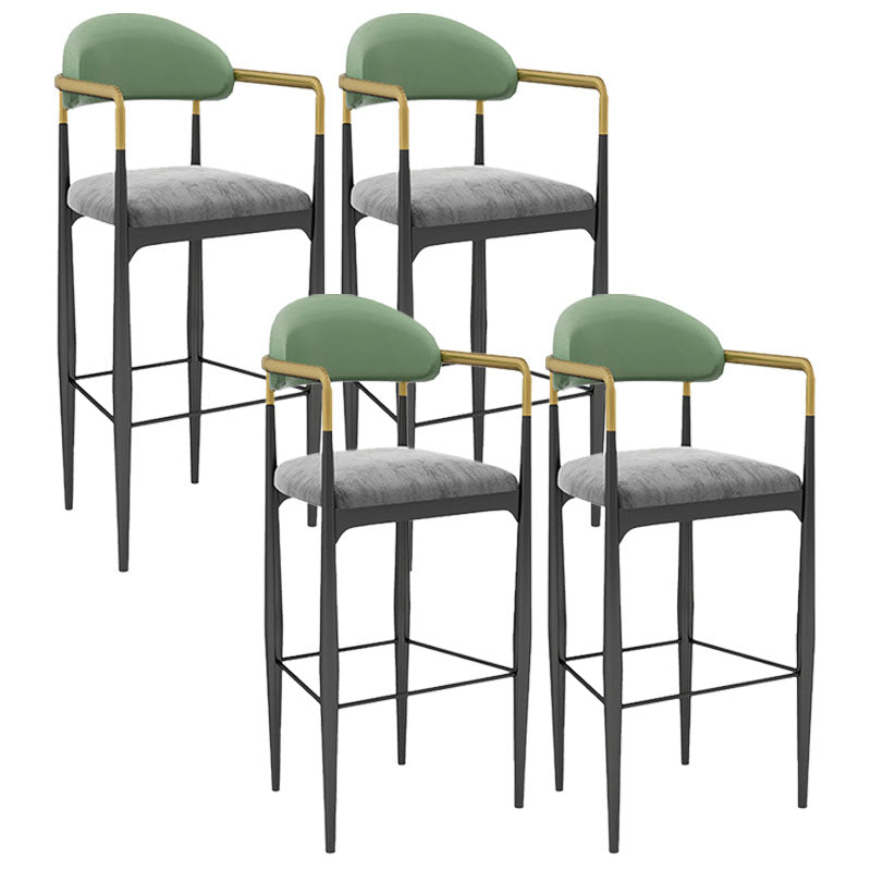 Scandinavian Metal Upholstered Counter Stools Armed Bar Stools with Footrest Grey 4 Piece Set Clearhalo 'Bar Furniture' 'Bar Stools' 'bar_stools' 'furn' 'furn_bar_stools' 'furniture_bar_stools' 'Kitchen & Dining Furniture' 'kitchen&dining_furn' 'kitchen' 'kitchen_furn' Furniture' 4620251