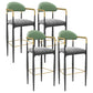 Scandinavian Metal Upholstered Counter Stools Armed Bar Stools with Footrest Black-Grey-Green 4 Piece Set Clearhalo 'Bar Furniture' 'Bar Stools' 'bar_stools' 'furn' 'furn_bar_stools' 'furniture_bar_stools' 'Kitchen & Dining Furniture' 'kitchen&dining_furn' 'kitchen' 'kitchen_furn' Furniture' 4620252