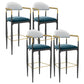 Scandinavian Metal Upholstered Counter Stools Armed Bar Stools with Footrest Black-Blue 4 Piece Set Clearhalo 'Bar Furniture' 'Bar Stools' 'bar_stools' 'furn' 'furn_bar_stools' 'furniture_bar_stools' 'Kitchen & Dining Furniture' 'kitchen&dining_furn' 'kitchen' 'kitchen_furn' Furniture' 4620254