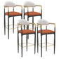 Scandinavian Metal Upholstered Counter Stools Armed Bar Stools with Footrest Black-Orange 4 Piece Set Clearhalo 'Bar Furniture' 'Bar Stools' 'bar_stools' 'furn' 'furn_bar_stools' 'furniture_bar_stools' 'Kitchen & Dining Furniture' 'kitchen&dining_furn' 'kitchen' 'kitchen_furn' Furniture' 4620256