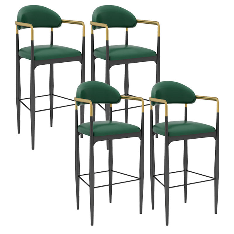 Scandinavian Metal Upholstered Counter Stools Armed Bar Stools with Footrest Green 4 Piece Set Clearhalo 'Bar Furniture' 'Bar Stools' 'bar_stools' 'furn' 'furn_bar_stools' 'furniture_bar_stools' 'Kitchen & Dining Furniture' 'kitchen&dining_furn' 'kitchen' 'kitchen_furn' Furniture' 4620257