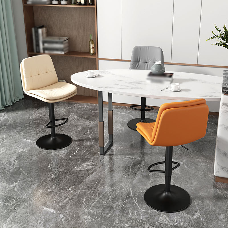 Nordic Steel Adjustable Swivel Barstool Indoor Tall Stool with Leather Seat Clearhalo 'Bar Furniture' 'Bar Stools' 'bar_stools' 'furn' 'furn_bar_stools' 'furniture_bar_stools' 'Kitchen & Dining Furniture' 'kitchen&dining_furn' 'kitchen' 'kitchen_furn' Furniture' 4620265