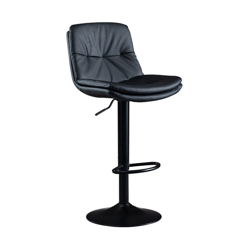 Nordic Steel Adjustable Swivel Barstool Indoor Tall Stool with Leather Seat Black 1 Piece Clearhalo 'Bar Furniture' 'Bar Stools' 'bar_stools' 'furn' 'furn_bar_stools' 'furniture_bar_stools' 'Kitchen & Dining Furniture' 'kitchen&dining_furn' 'kitchen' 'kitchen_furn' Furniture' 4620268